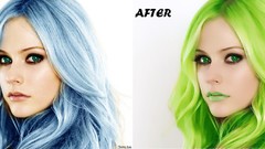 Blue Green Avril Lavigne Photo manipulation comparisons hair in 