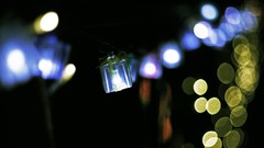 Blue Green lights bokeh dots