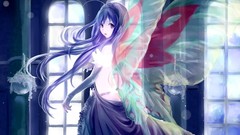 Blue hair anime girls accel world kuro yuki hime fantasy art