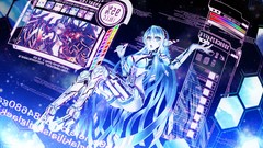 Blue hair anime girls blue eyes cleavage Androids futuristic 