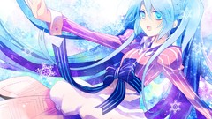 Blue hair anime girls blue eyes hatsune miku vocaloid twintails