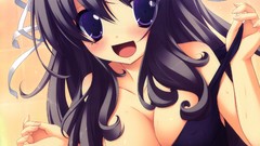 Blue hair anime girls blue eyes huge boobs