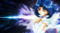 Blue hair anime girls closed eyes