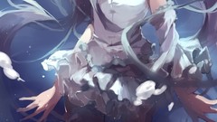 Blue hair anime girls closed eyes hatsune miku vocaloid