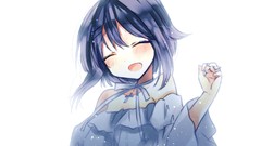 Blue hair anime girls closed eyes idolmaster