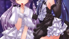 Blue hair anime girls desserts higurashi no naku koro ni lolita 