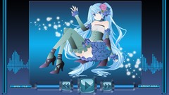 Blue hair anime girls hatsune miku vocaloid bare shoulders hair 