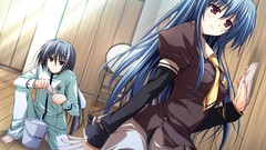 Blue hair anime girls seifuku tomose shunsaku akatsuki no goei 