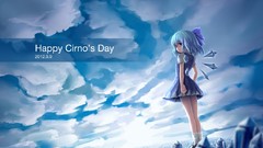 Blue hair anime girls touhou cirno video games