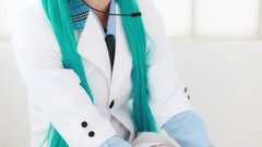 Blue hair asians woman