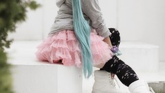 Blue hair asians woman