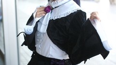 Blue hair black dress