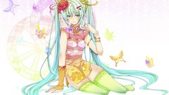 Blue hair blue eyes hatsune miku vocaloid illustrations