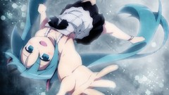 Blue hair blue eyes hatsune miku vocaloid twintails