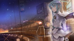 Blue hair blue eyes trains Yuugen (Artist)