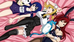 Blue hair fairy tail cleavage underwear panties bunny ears 