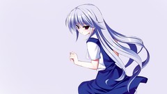 Blue hair grisaia no kajitsu Simple Background Fumio Kazuki 