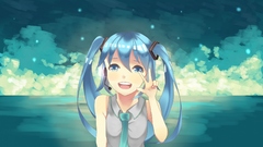 blue hair hatsune miku vocaloid anime girls Anime blue eyes sky