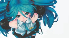 Blue hair hatsune miku vocaloid detached sleeves