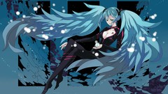 Blue hair long hair anime girls blue eyes hatsune miku vocaloid 