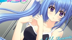 Blue hair long hair anime girls blue eyes seifuku undressing 