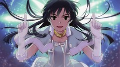 Blue hair long hair anime girls brown eyes idolmaster kisaragi 