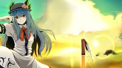 Blue hair long hair anime girls touhou hinanawi tenshi video 