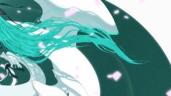 Blue hair long hair hatsune miku vocaloid twintails detached 