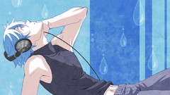 Blue hair short hair vocaloid anime boys Kaito (Vocaloid)