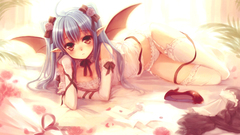 Blue hair thigh highs