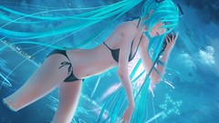 Blue hair twintails swimsuits