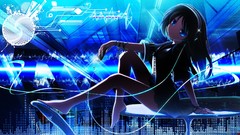 Blue headphones anime girls beat alternative