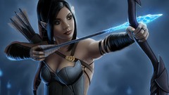 Blue ice woman weapons arrows hunter black hair pointy ears 