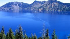 Blue Lake Mountains forest planet paradise scenes