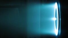 Blue light circles outer space