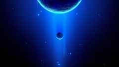 Blue light planets outer space