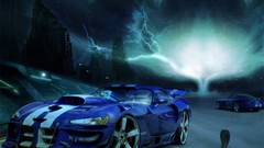 Blue Lightning cars snakes vehicles cityscapes dodge viper 
