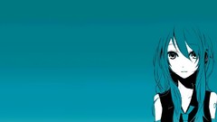 Blue long hair anime girls hatsune miku vocaloid illustrations 