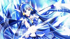 Blue magic staff skirts blue hair long hair anime girls blue 