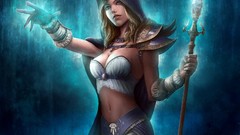 Blue magic woman magician blondes warcraft witches crystal 