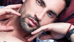 Blue Men beard faces blue eyes male models Benjamin Faure