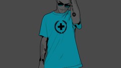 Blue Men glasses paintings shirts