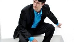 Blue minimalistic white suit