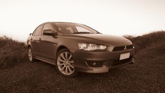 Blue Mitsubishi Lancer bodykit