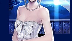 Blue moon dress Jewelry white hair earrings bows veil anime 