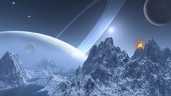 Blue Mountains atmosphere horizon planets skies outer space 