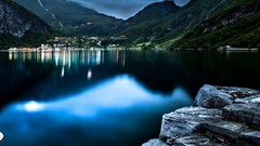Blue Mountains clouds sky Boats lakes night view