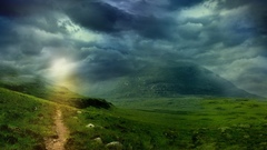 Blue night mountain nature