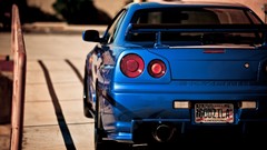 Blue Nissan vehicles sports cars nissan skyline r34 blue cars 