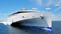 Blue ocean ships wildlife skyscapes